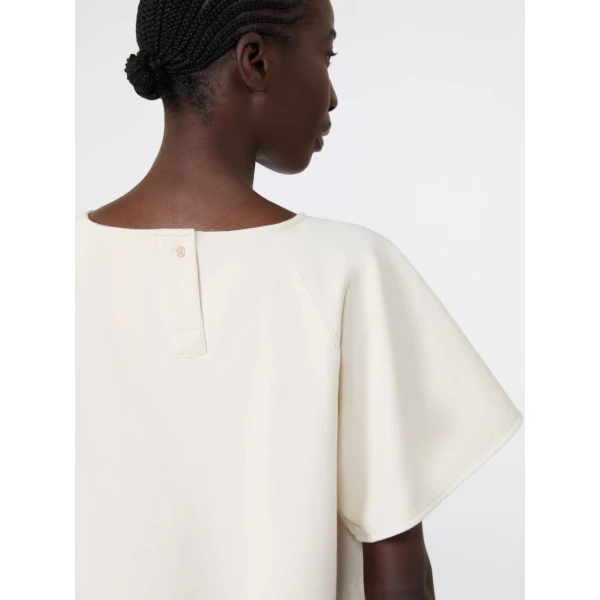 Max Mara Forte Cropped Cotton Blouse in Ecru | Blouse | Luxury Shoes 
