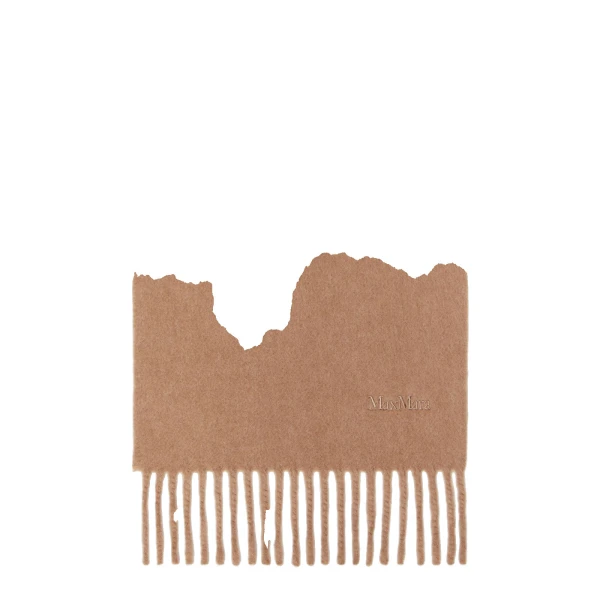 Max Mara Fragore Fringed Wool Scarf in Camel | Scarves | Luxury Shoes 