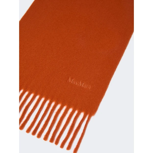 Max Mara Fragore Fringed Wool Scarf in Orange | Scarves | Luxury Shoes 