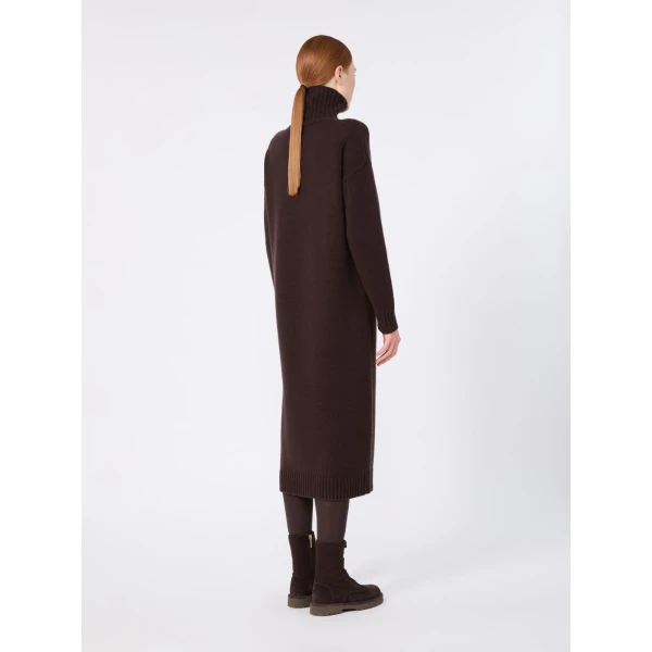 Max Mara Fragore Wool and Cashmere Knit Dress in Dark Brown | Maxi Dresses | Luxury Shoes 