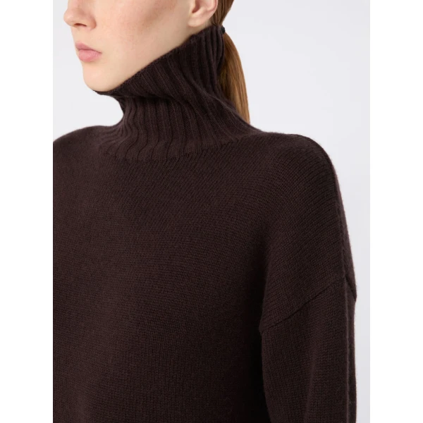 Max Mara Fragore Wool and Cashmere Knit Dress in Dark Brown | Maxi Dresses | Luxury Shoes 