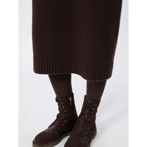 Max Mara Fragore Wool and Cashmere Knit Dress in Dark Brown | Maxi Dresses | Luxury Shoes 