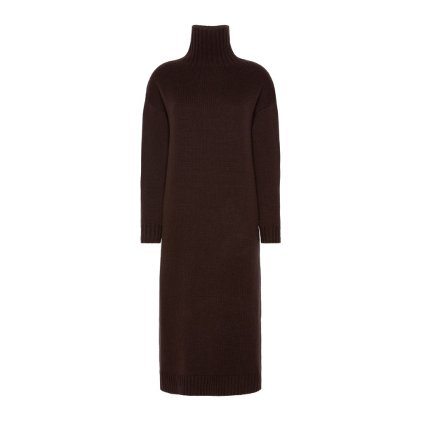 Max Mara Fragore Wool and Cashmere Knit Dress in Dark Brown | Maxi Dresses | Luxury Shoes 