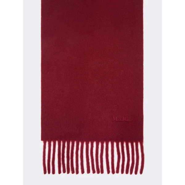 Max Mara Fragore Yarn-Dyed Wool Scarf in Bordeaux | Scarves | Luxury Shoes 