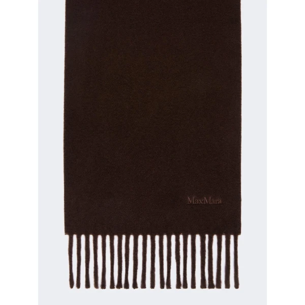 Max Mara Fragore Yarn-Dyed Wool Scarf in Brown | Scarves | Luxury Shoes 