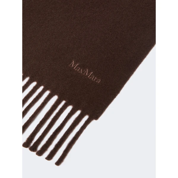 Max Mara Fragore Yarn-Dyed Wool Scarf in Brown | Scarves | Luxury Shoes 