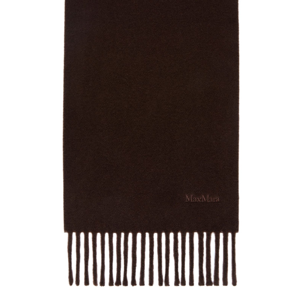 Max Mara Fragore Yarn-Dyed Wool Scarf in Brown | Scarves | Luxury Shoes 