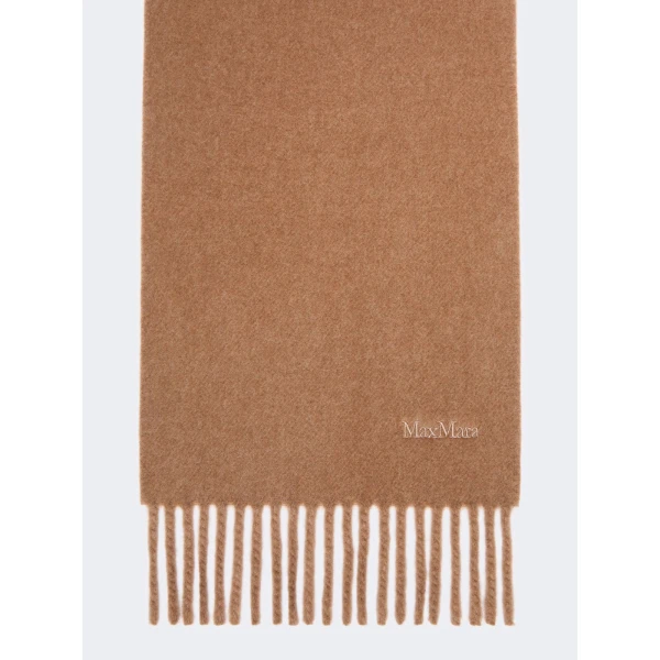 Max Mara Fragore Yarn-Dyed Wool Scarf in Camel | Scarves | Luxury Shoes 