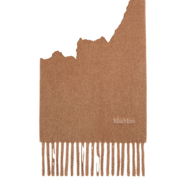 Max Mara Fragore Yarn-Dyed Wool Scarf in Camel | Scarves | Luxury Shoes 