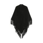 Max Mara Fringed Wool Shawl in Black | Scarves | Luxury Shoes 