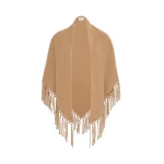Max Mara Fringed Wool Shawl in Camel | Scarves | Luxury Shoes 