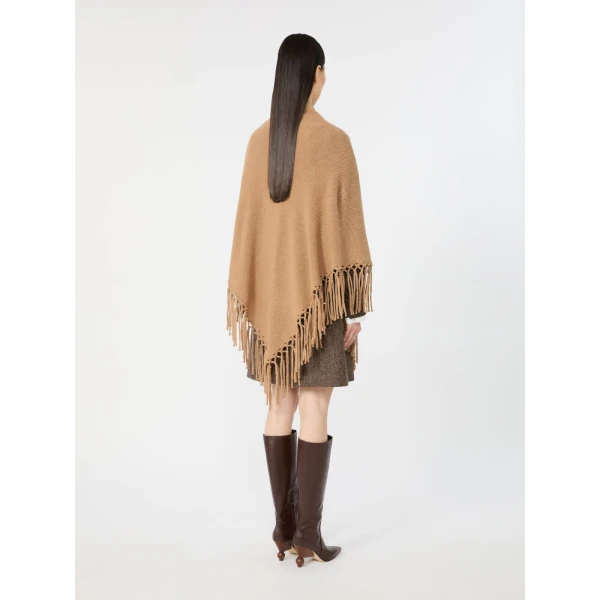 Max Mara Fringed Wool Shawl in Camel | Scarves | Luxury Shoes 