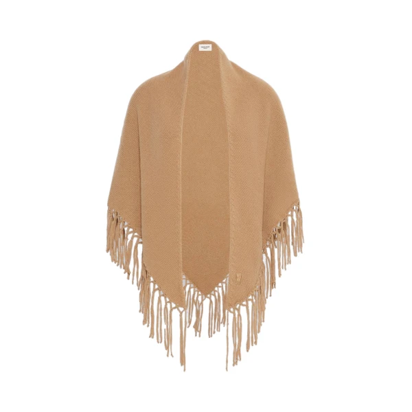 Max Mara Fringed Wool Shawl in Camel | Scarves | Luxury Shoes 
