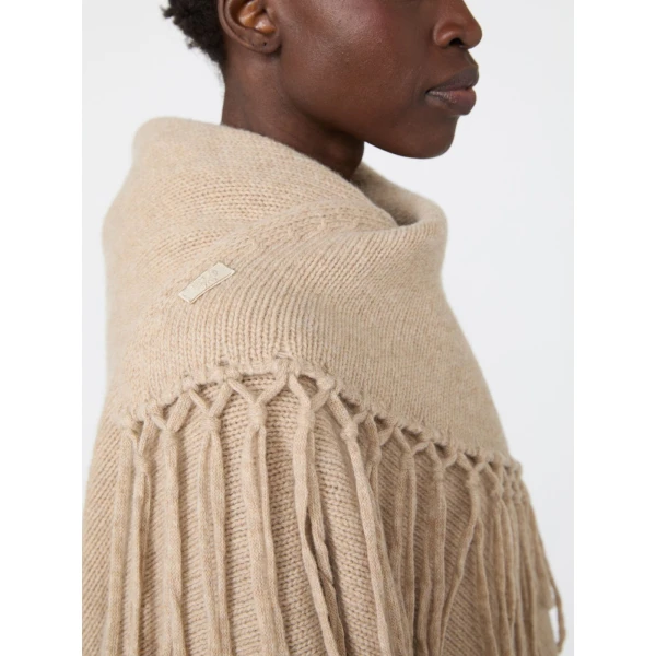 Max Mara Fringed Wool Shawl in Caramel | Scarves | Luxury Shoes 