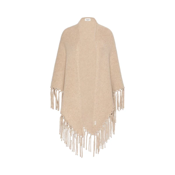 Fringed Wool Shawl in Caramel