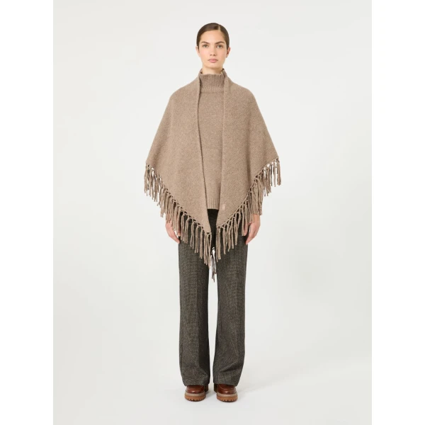 Max Mara Fringed Wool Shawl in Turtledove | Scarves | Luxury Shoes 