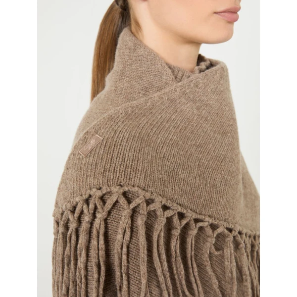 Max Mara Fringed Wool Shawl in Turtledove | Scarves | Luxury Shoes 