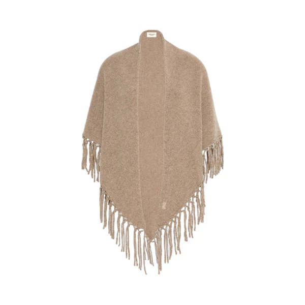 Max Mara Fringed Wool Shawl in Turtledove | Scarves | Luxury Shoes 