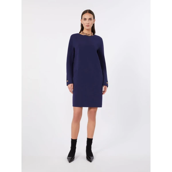 Max Mara Fronda Cady Tunic Dress in Navy | Mini Dresses | Luxury Shoes 