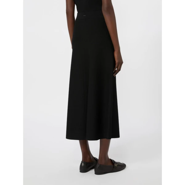 Max Mara Fuggito Viscose Yarn Skirt in Black | Midi Skirts | Luxury Shoes 