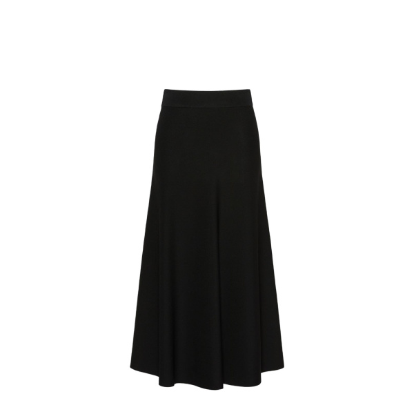 Max Mara Fuggito Viscose Yarn Skirt in Black | Midi Skirts | Luxury Shoes 