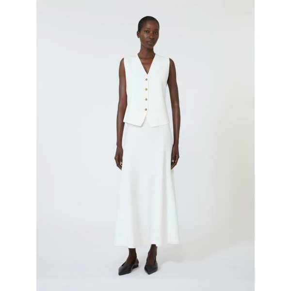 Max Mara Fuggito Viscose Yarn Skirt in White | Midi Skirts | Luxury Shoes 