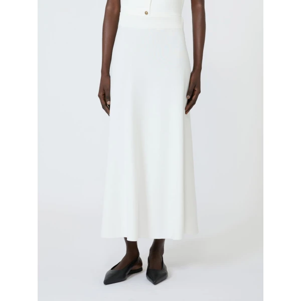 Max Mara Fuggito Viscose Yarn Skirt in White | Midi Skirts | Luxury Shoes 