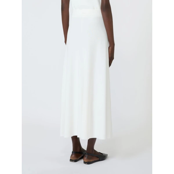 Max Mara Fuggito Viscose Yarn Skirt in White | Midi Skirts | Luxury Shoes 