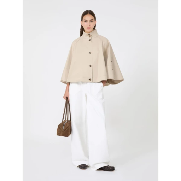 Max Mara Fulcro Gabardine Cape in Stone Grey | Coats | Luxury Shoes 