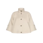Max Mara Fulcro Gabardine Cape in Stone Grey | Coats | Luxury Shoes 
