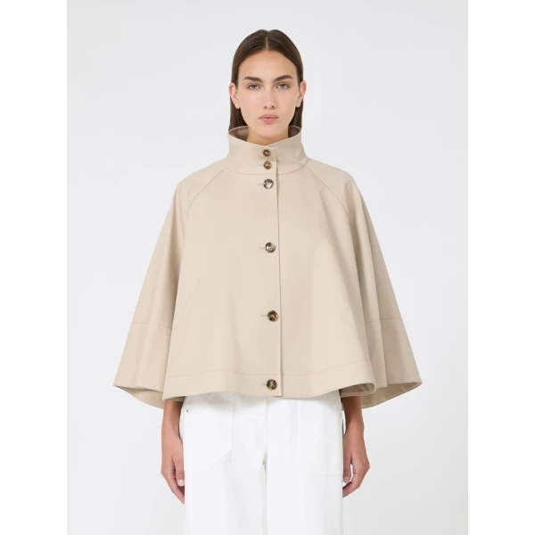 Max Mara Fulcro Gabardine Cape in Stone Grey | Coats | Luxury Shoes 