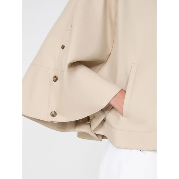 Max Mara Fulcro Gabardine Cape in Stone Grey | Coats | Luxury Shoes 