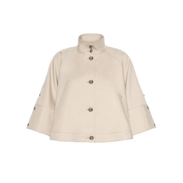 Max Mara Fulcro Gabardine Cape in Stone Grey | Coats | Luxury Shoes 