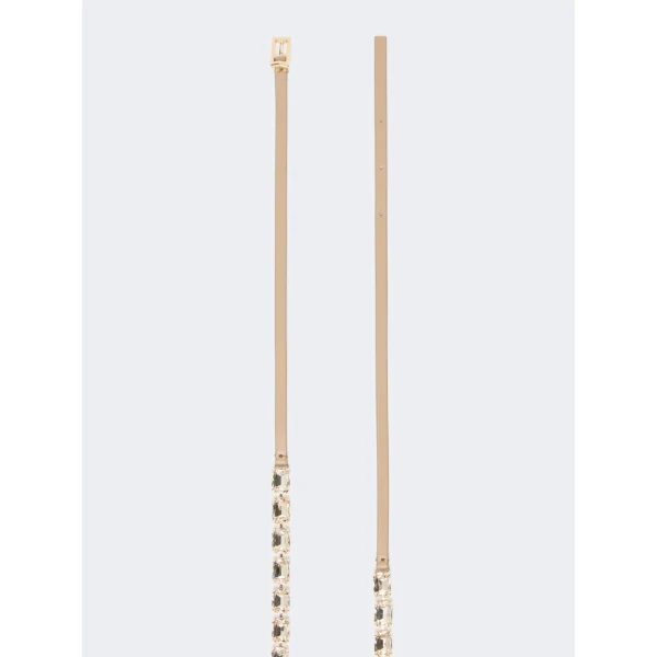 Max Mara Fumante Jewelled Nappa Leather Belt in Beige | Belts | Luxury Shoes 
