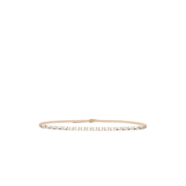 Max Mara Fumante Jewelled Nappa Leather Belt in Beige | Belts | Luxury Shoes 