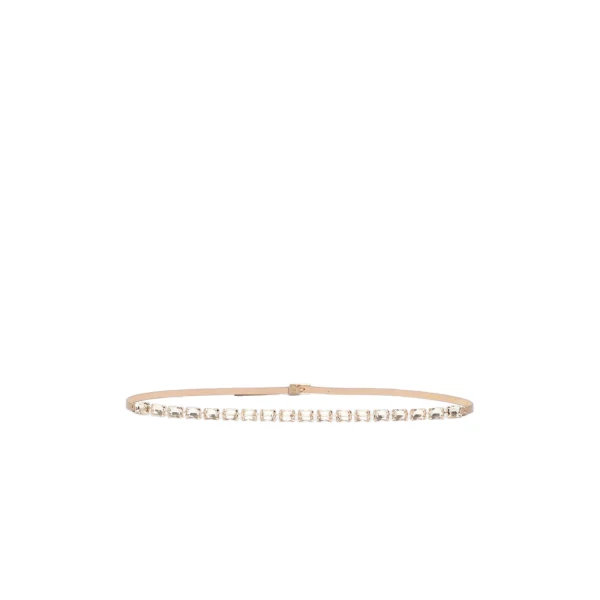 Max Mara Fumante Jewelled Nappa Leather Belt in Beige | Belts | Luxury Shoes 