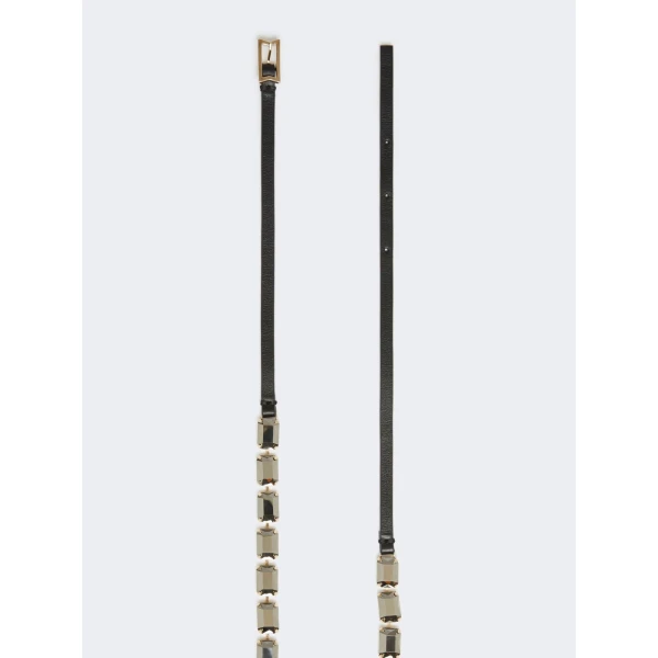 Max Mara Fumante Jewelled Nappa Leather Belt in Black | Belts | Luxury Shoes 