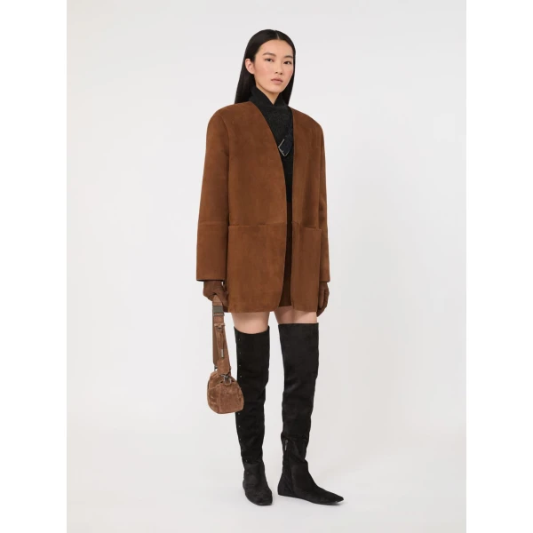 Max Mara Fumato Suede Jacket in Brown | Leather Jackets | Luxury Shoes 