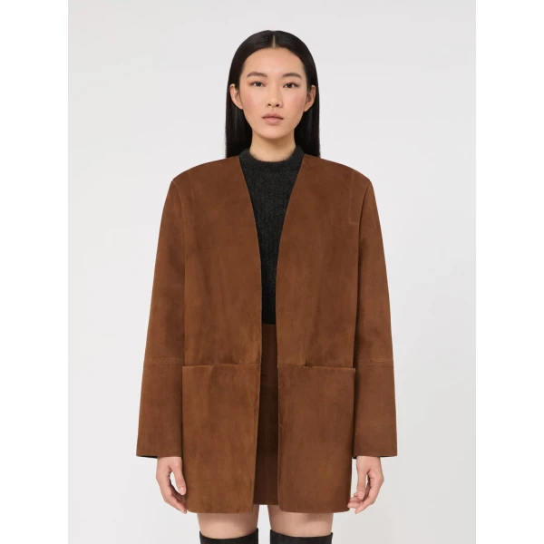 Max Mara Fumato Suede Jacket in Brown | Leather Jackets | Luxury Shoes 