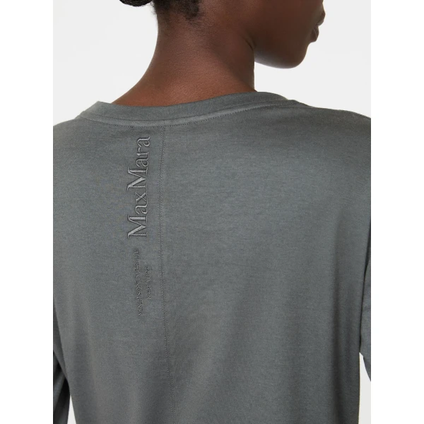 Max Mara Fumetto Long-Sleeved Cotton and Modal T-Shirt in Dark Grey | T-shirts | Luxury Shoes 