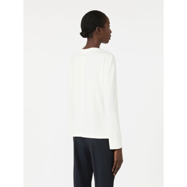 Max Mara Fumetto Long-Sleeved Cotton and Modal T-Shirt in White | T-shirts | Luxury Shoes 