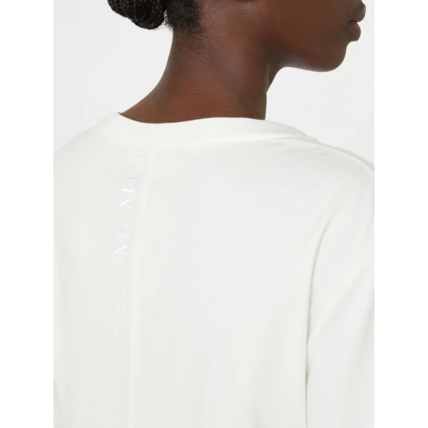 Max Mara Fumetto Long-Sleeved Cotton and Modal T-Shirt in White | T-shirts | Luxury Shoes 