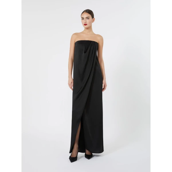 Max Mara Fumi Envers Satin Bustier Gown in Black | Evening Gowns | Luxury Shoes 