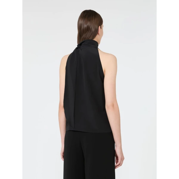 Max Mara Fune Sleeveless Crepe de Chine Top in Black | Sleeveless | Luxury Shoes 