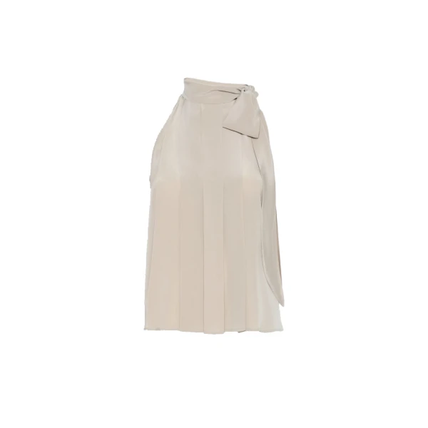 Fune Sleeveless Crepe de Chine Top in Stone Grey
