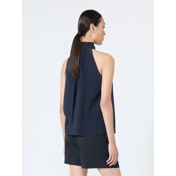 Max Mara Fune Sleeveless Crepe de Chine Top in Ultramarine | Sleeveless | Luxury Shoes 