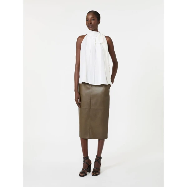 Max Mara Fune Sleeveless Crepe de Chine Top in White | Sleeveless | Luxury Shoes 