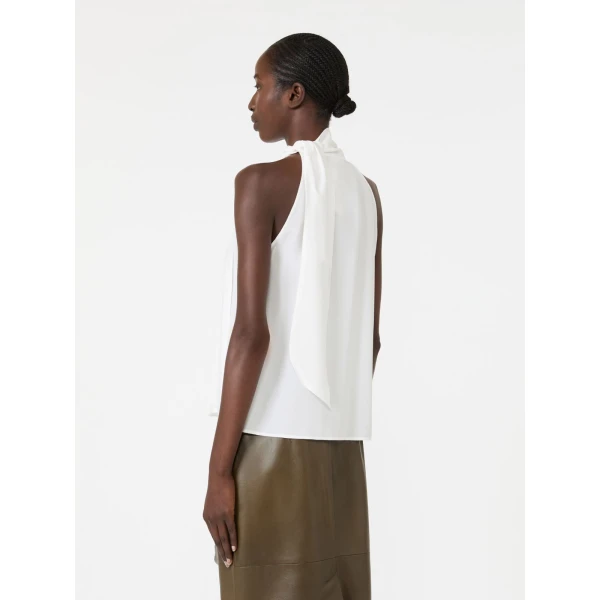 Max Mara Fune Sleeveless Crepe de Chine Top in White | Sleeveless | Luxury Shoes 
