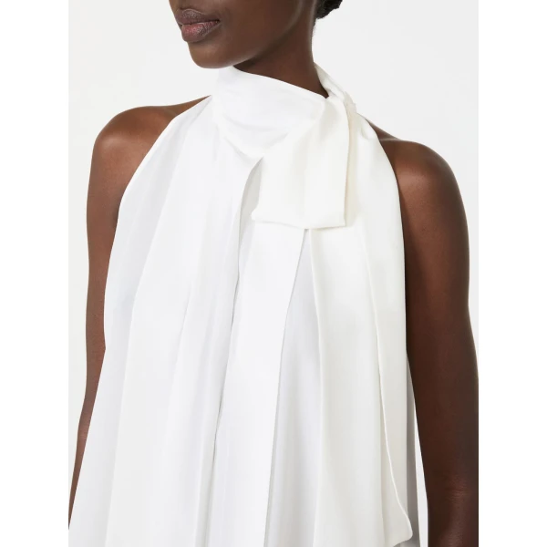 Max Mara Fune Sleeveless Crepe de Chine Top in White | Sleeveless | Luxury Shoes 