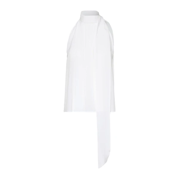 Fune Sleeveless Crepe de Chine Top in White